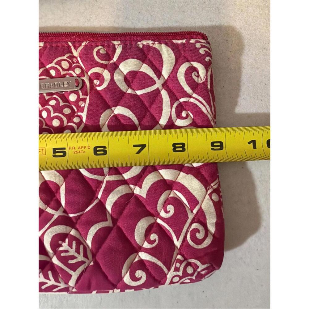 Vera Bradley Makeup Bag In Pink Twirly Birds Plastic Lined Zip Closure 9x6.5 - Picture 5 of 5
